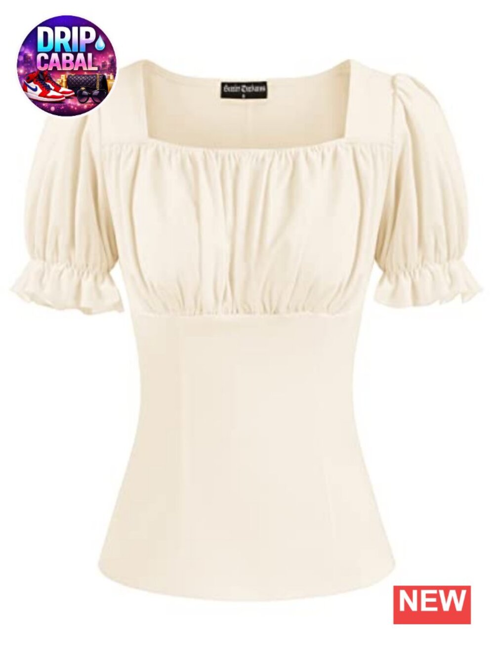 Women's Peasant Top Puff Sleeve Renaissance Shirt Square Neck Ruffle Blouse
